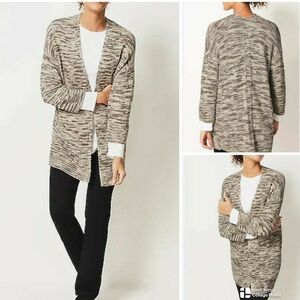 J. Jill Cotton Marled Open-Front Cardigan Sweater